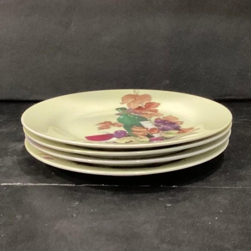 Royal Norfolk Fruit & Wine Theme Salad‎ Plates, Set of 4, Christine Coleman Art